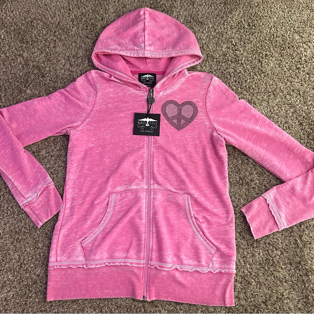 bird & vine zip up jacket with swarovski crystals